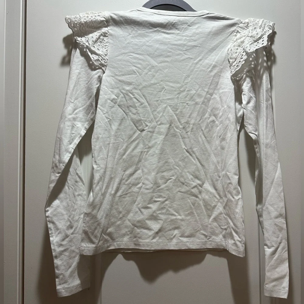 Joe's Jeans White Lace Accent Long Sleeve Shirt